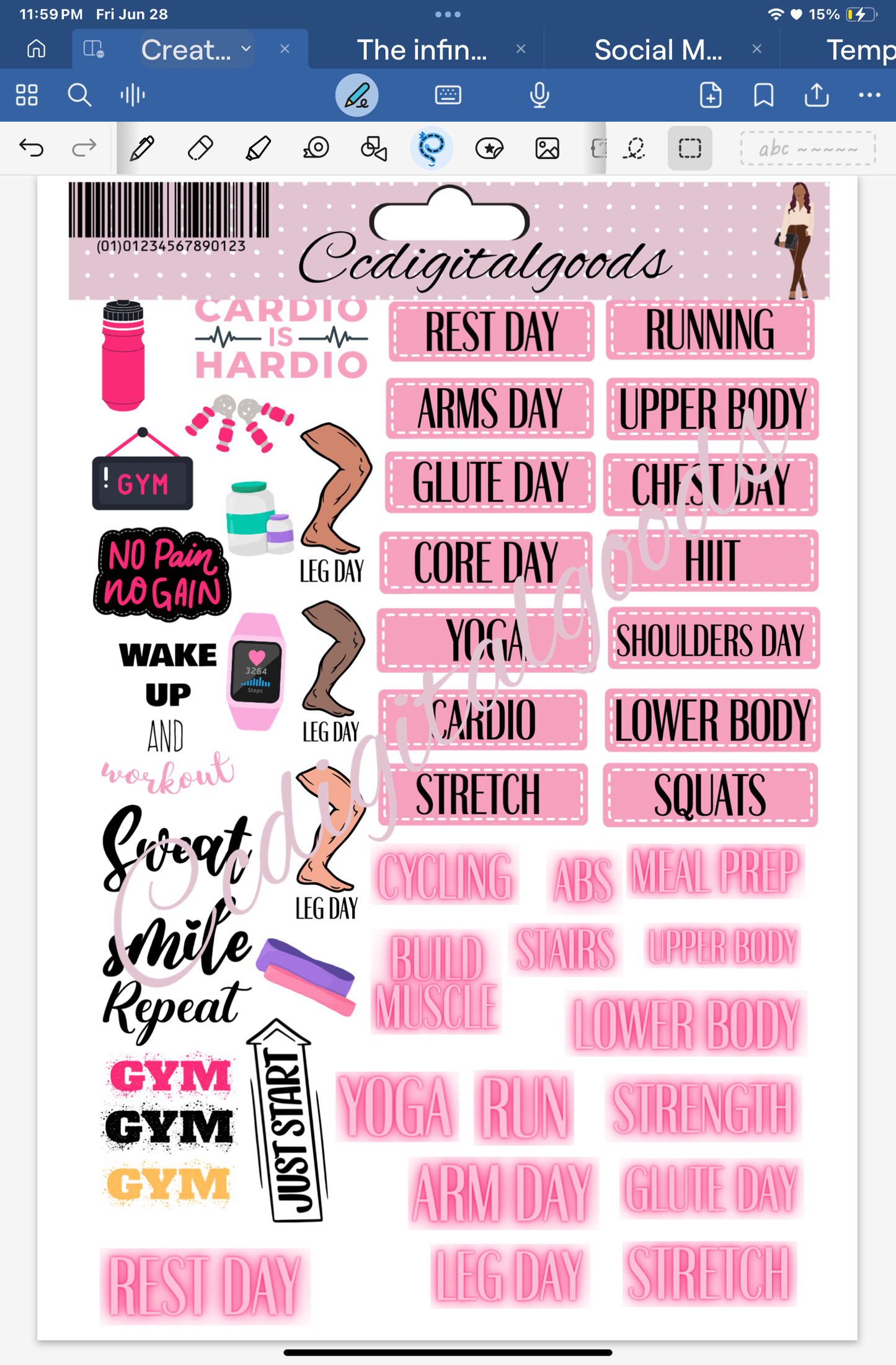 Fitness sticker set