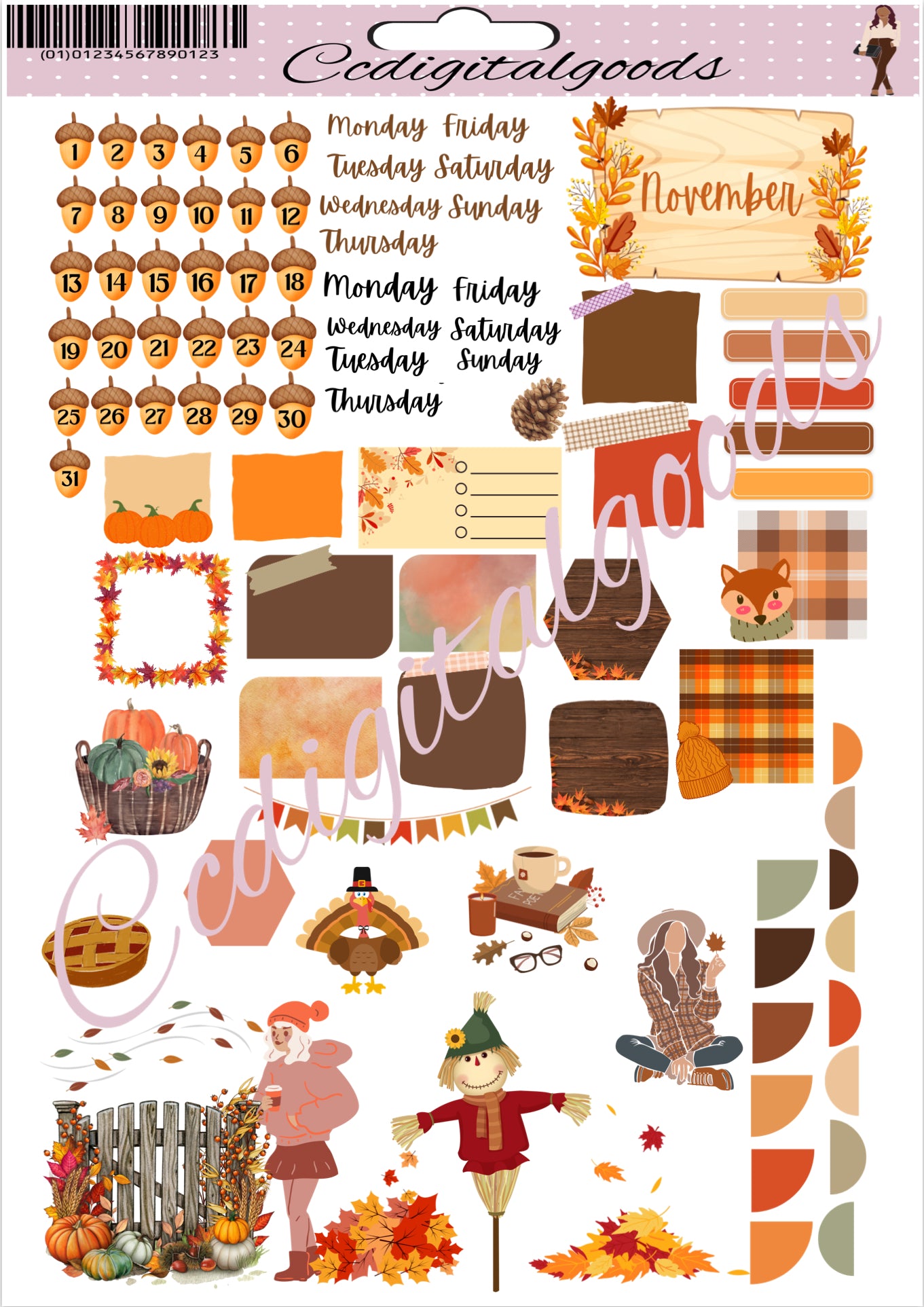 November Cozy Fall Digital Stickers