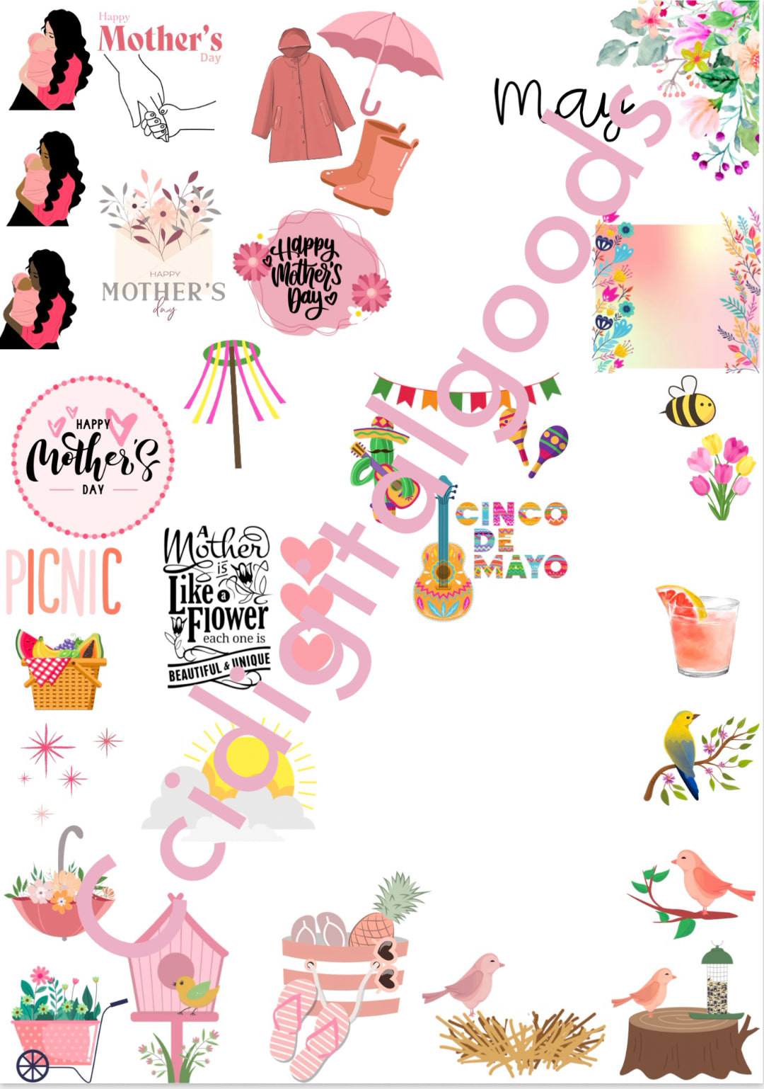 May Digital Sticker Pack – Mother’s Day, Cinco de Mayo & Spring Vibes!