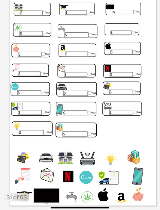Budget planning stickers