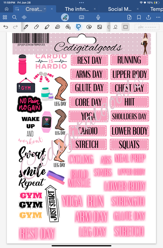 Fitness sticker set