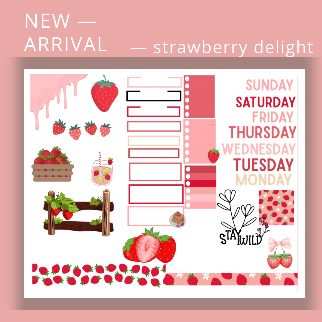 ✨ Strawberry Delight Planner Sticker Kit ✨