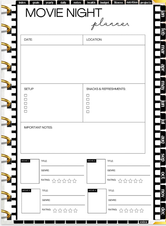 Movie Night Planner Template 🎬🍿