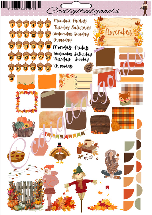 November Cozy Fall Digital Stickers