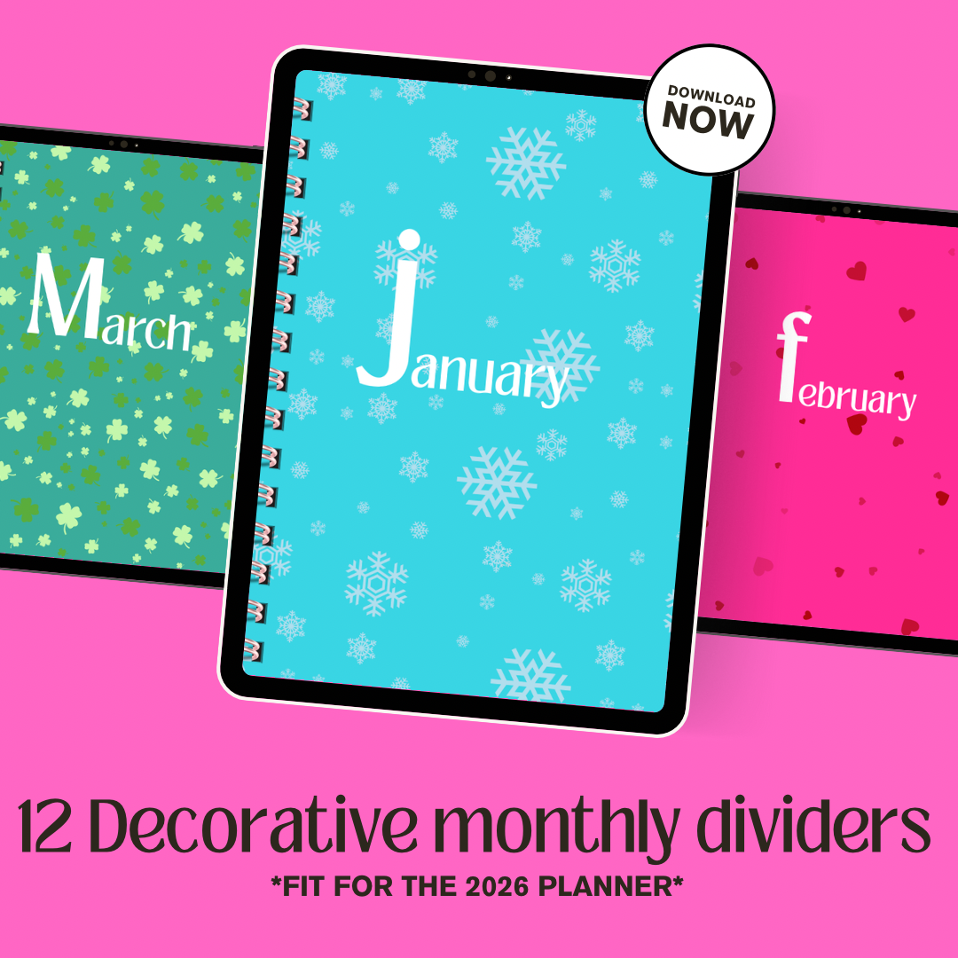 2026 Monthly Digital Planner Covers – Colorful Seasonal iPad Covers (12 Month Set)