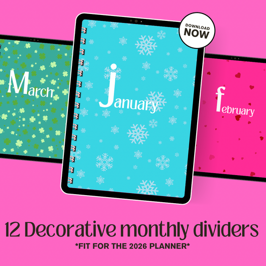2026 Monthly Digital Planner Covers – Colorful Seasonal iPad Covers (12 Month Set)