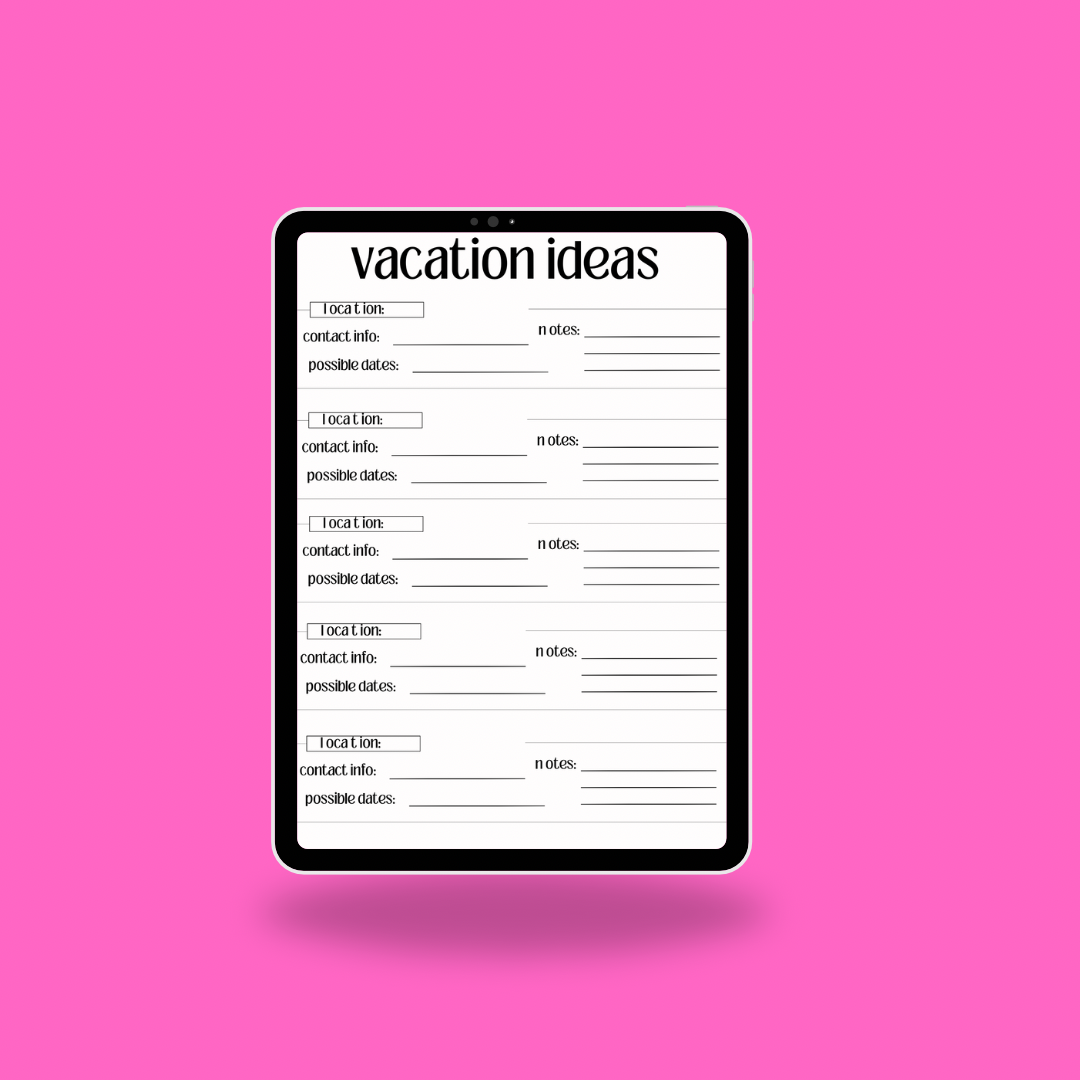 Vacation Ideas Tracker