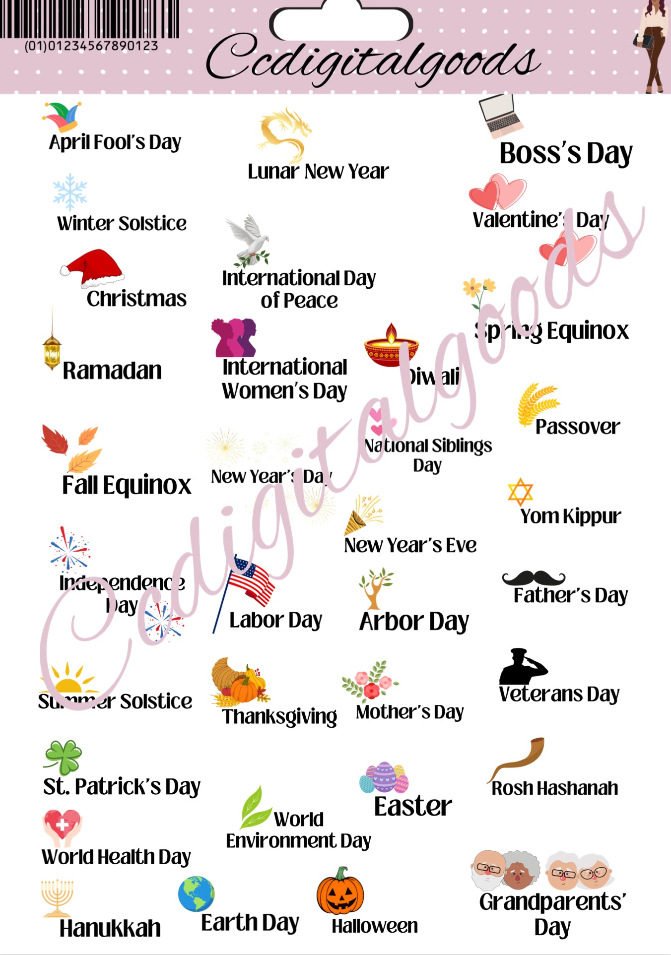 Year-Round Holidays Digital Sticker Set