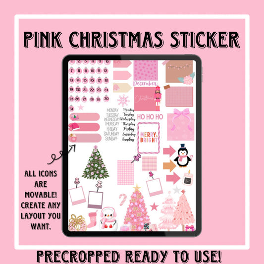 Pink Christmas sticker set